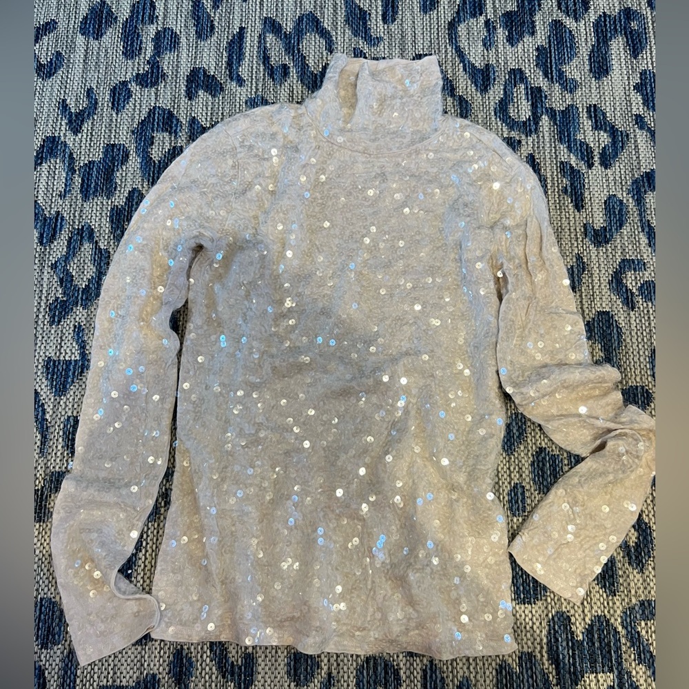 Express sequin beige turtleneck size medium